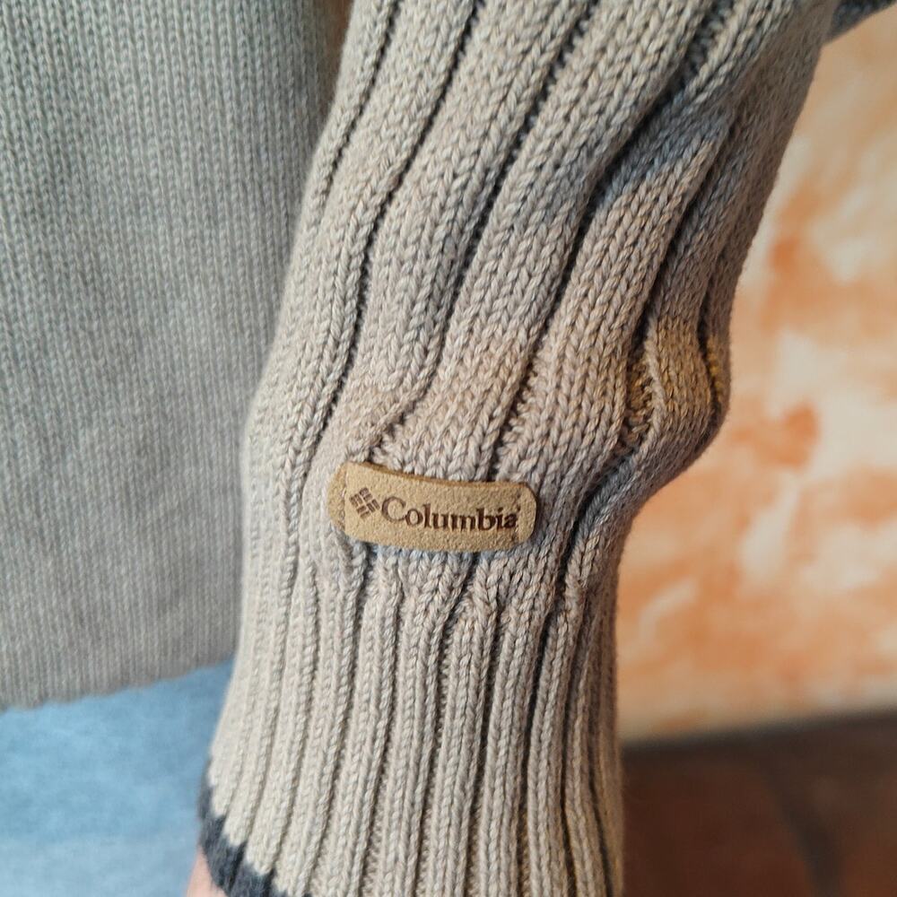 Columbia Men’s Crewneck Ribbed Knit Sweater Neutral Beige Size L View 3